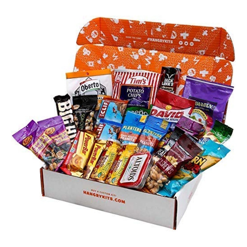 Hangry Kit for Men – College Care Package with Nuts, Meat, Protein, and Snacks (28 Items)