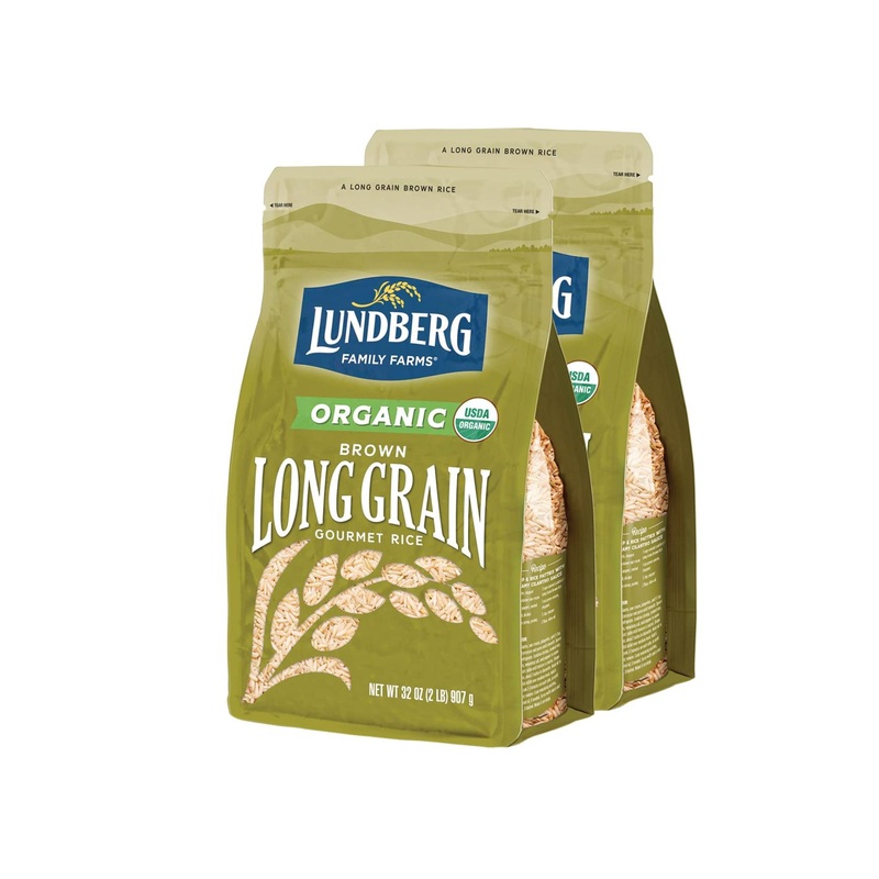 Lundberg Family Farms Organic Brown Long Grain Rice – 32 oz (2-Pack) | Whole Grain, High Fiber, Gluten-Free | USDA Certified Organic Pantry Staple