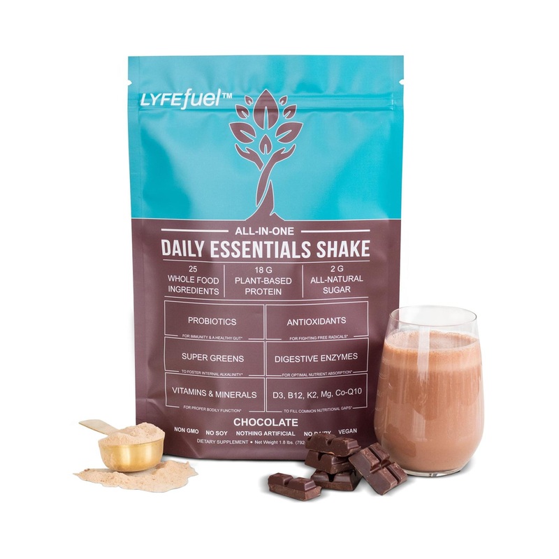 LyfeFuel Meal Replacement Shakes – All-in-One Plant-Based Nutrition Shake & Smoothie Powder – Organic Greens and Superfoods  Complete Vegan Protein  & 50+ Whole Food Nutrients (Chocolate  24 Servings) Dairy-Free  Keto  Low