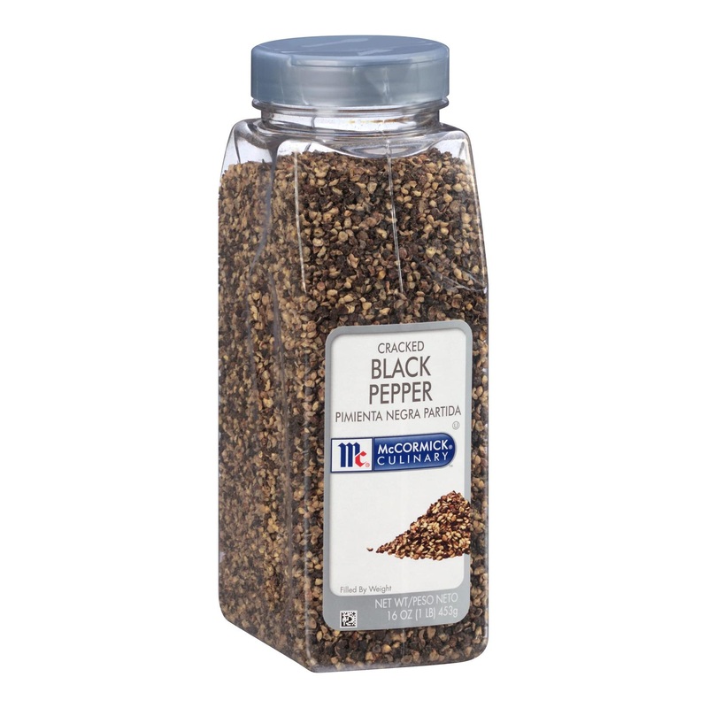 McCormick Culinary Cracked Black Pepper 16 oz – Premium Peppercorns for Kabobs, Steak, Marinades & Salads – 1 lb Container