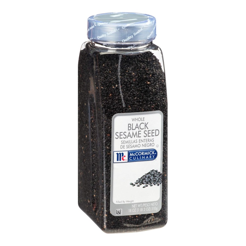 McCormick Culinary Whole Black Sesame Seeds 18 oz – Premium Quality Sesame Seeds for Stir-Fries, Sushi, Chow Mein – 1.18 Pound Container
