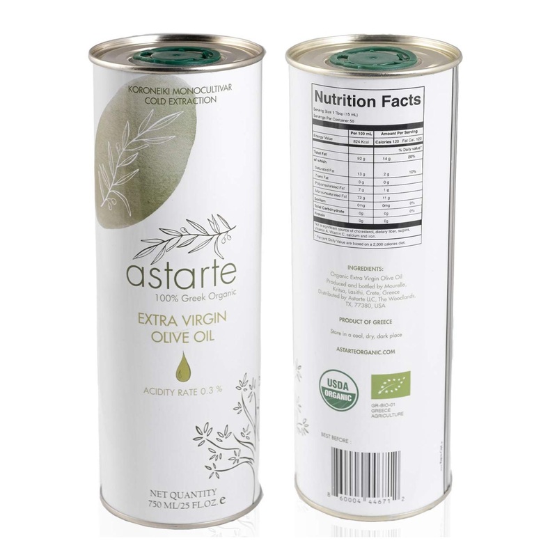 ASTARTE Premium Greek Organic Olive Oil Extra Virgin | NYIOOC22 Gold Medal Winner | High Polyphenols | Cold Pressed Unfiltered | Single Origin | Doctor Endorsed
