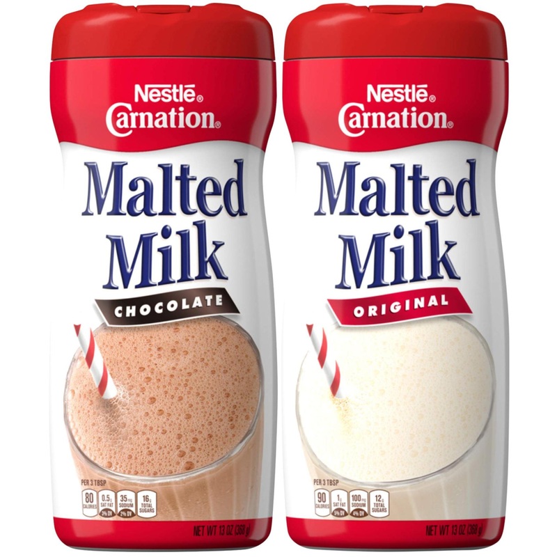 Bundle: Nestle Carnation Malted Milk Powder Chocolate & Original Flavor 13 Oz Containers (2 Pack)