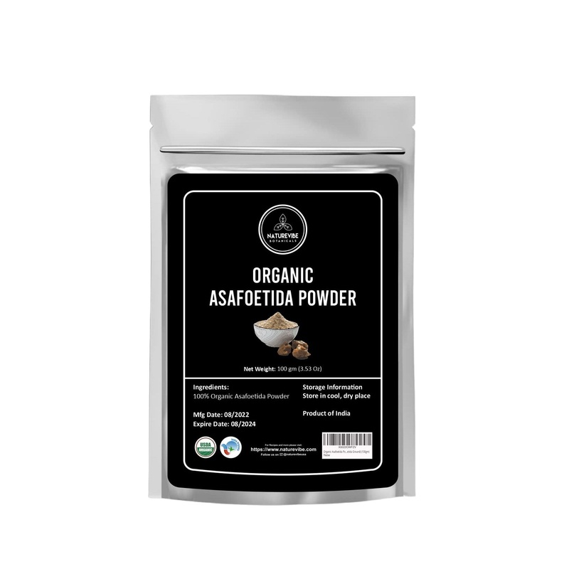 Naturevibe Botanicals Organic Asafetida Powder 100gm (Hing Asafoetida Ground) | Non-GMO, Gluten Free Indian Seasoning | Aroma and Flavor Booster – 3.53oz