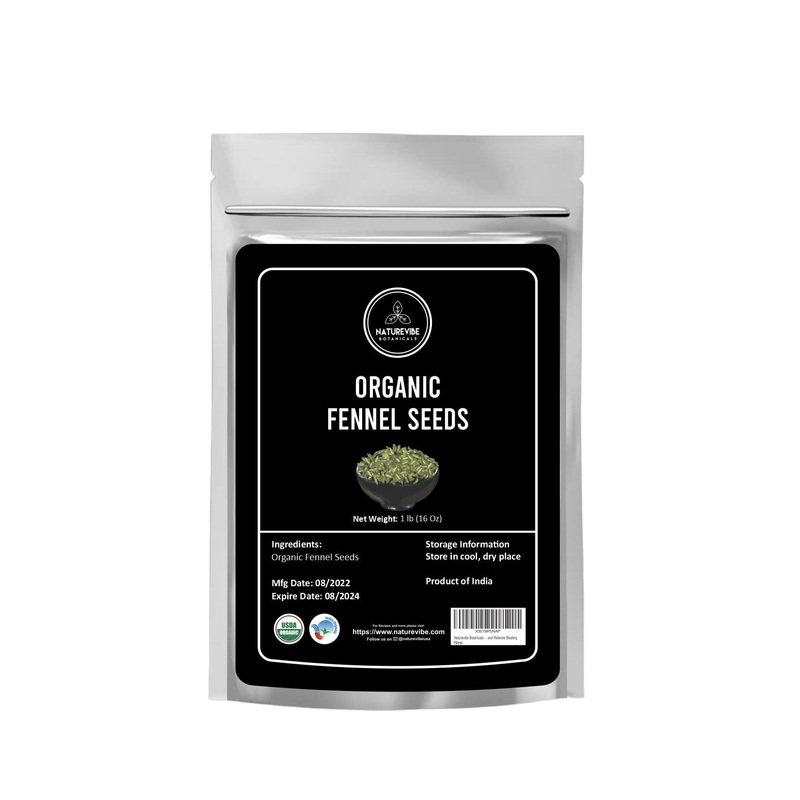 Naturevibe Botanicals Organic Fennel Seeds 1lb – Gluten Free, Non-GMO, Adds Flavor | For Healthy Snacks