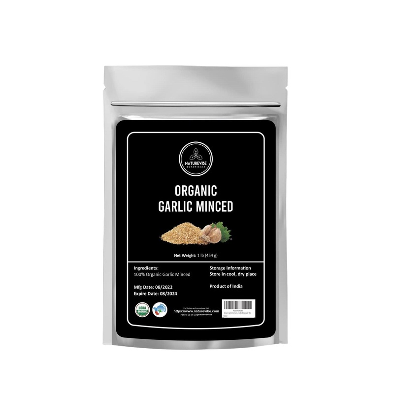 Naturevibe Botanicals Organic Garlic Minced 1lb – Non-GMO, Gluten Free (16 oz)