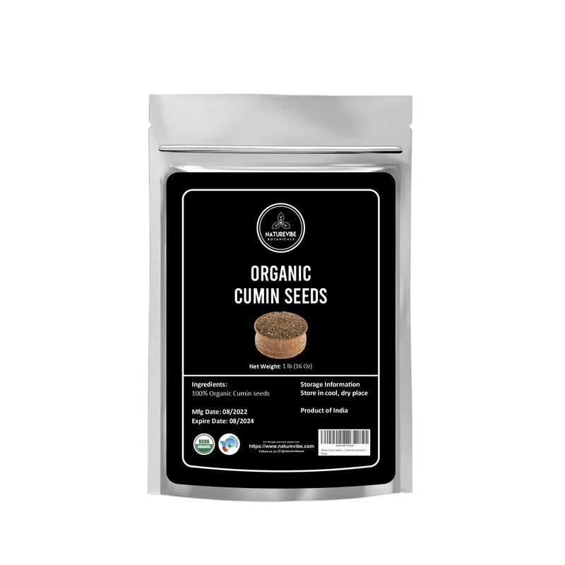 Naturevibe Botanicals Organic Whole Cumin Seeds 1lb – Gluten-Free & Non-GMO | Raw Cuminum cyminum L. for Flavor | 1 Pound Pack