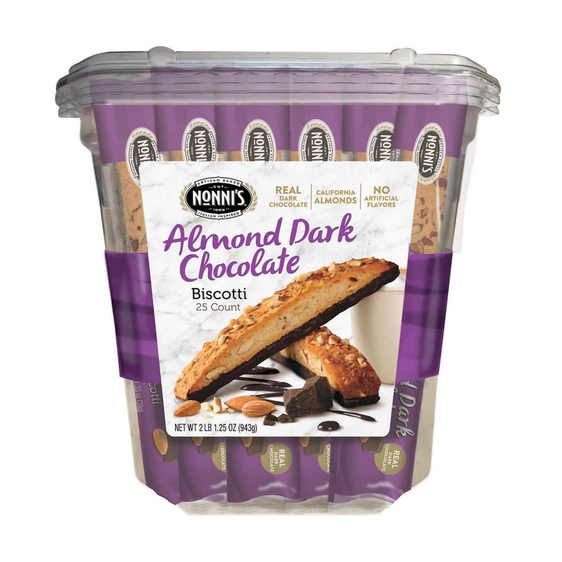 Nonni’s Almond Dark Chocolate Biscotti – 25ct (2lb) with Real Almonds | Artisan Italian Cookies