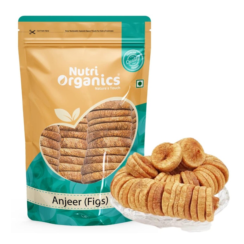 Nutri Organics Premium Dried Figs Anjeer – 1000g Value Pack Pouch | High Quality Dry Fruits