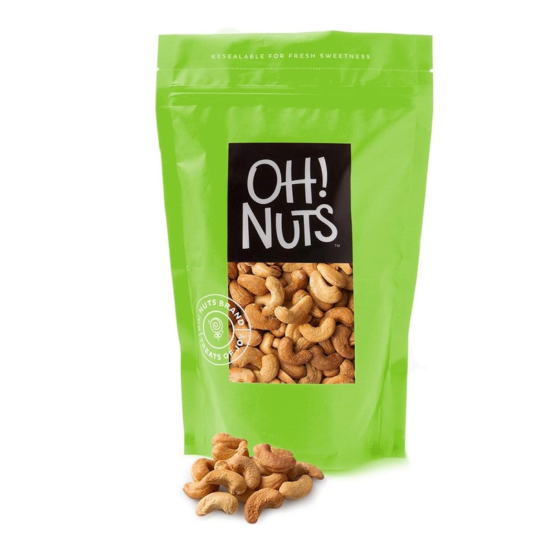 Oh! Nuts Dry Roasted Unsalted Cashews – 2 lb Bulk Bag | All-Natural Protein Keto Snacks | Fresh & Healthy, No Additives, Salt, or Oil | Low Sodium, Vegan & Gluten-Free
