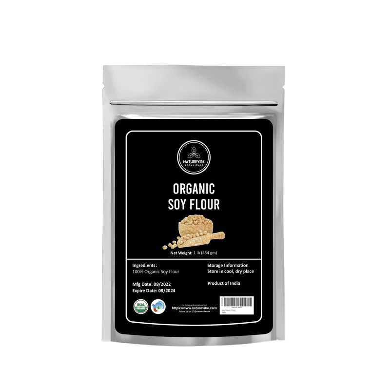 Naturevibe Botanicals Organic Soy Flour 1lb – Non-GMO, Gluten Free, Protein & Iron Rich
