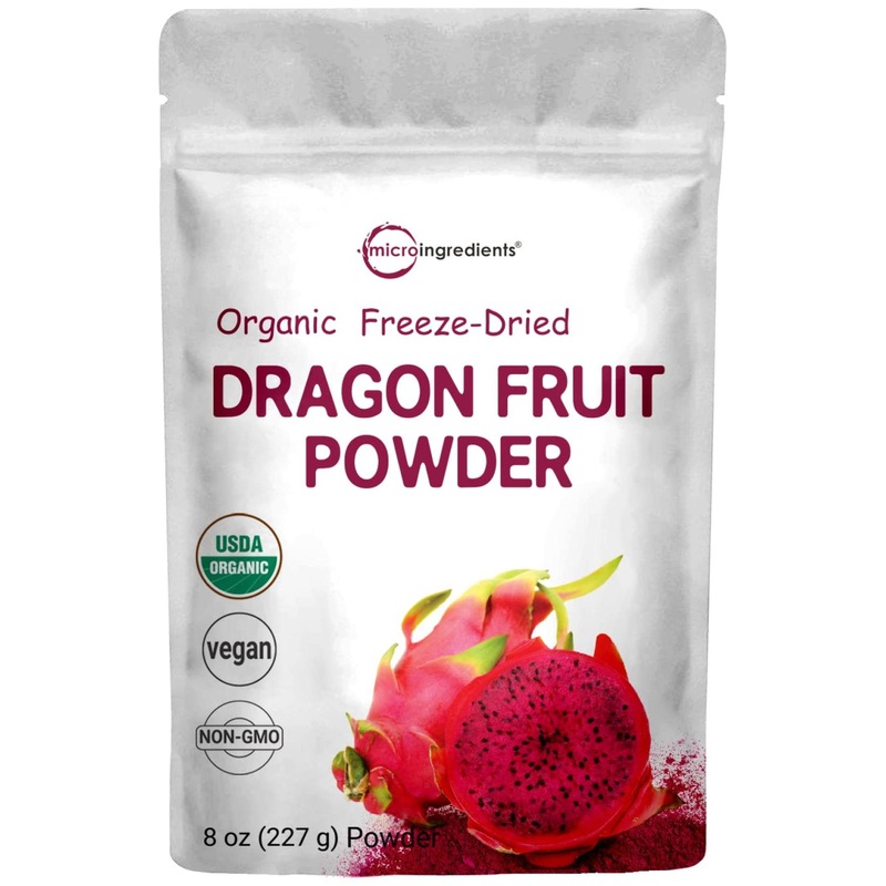 Organic Freeze-Dried Dragon Fruit Powder 8 oz – Pink Pitaya/Pitahaya for Shakes, Baking & Smoothies – Non-GMO, Gluten-Free, Vegan