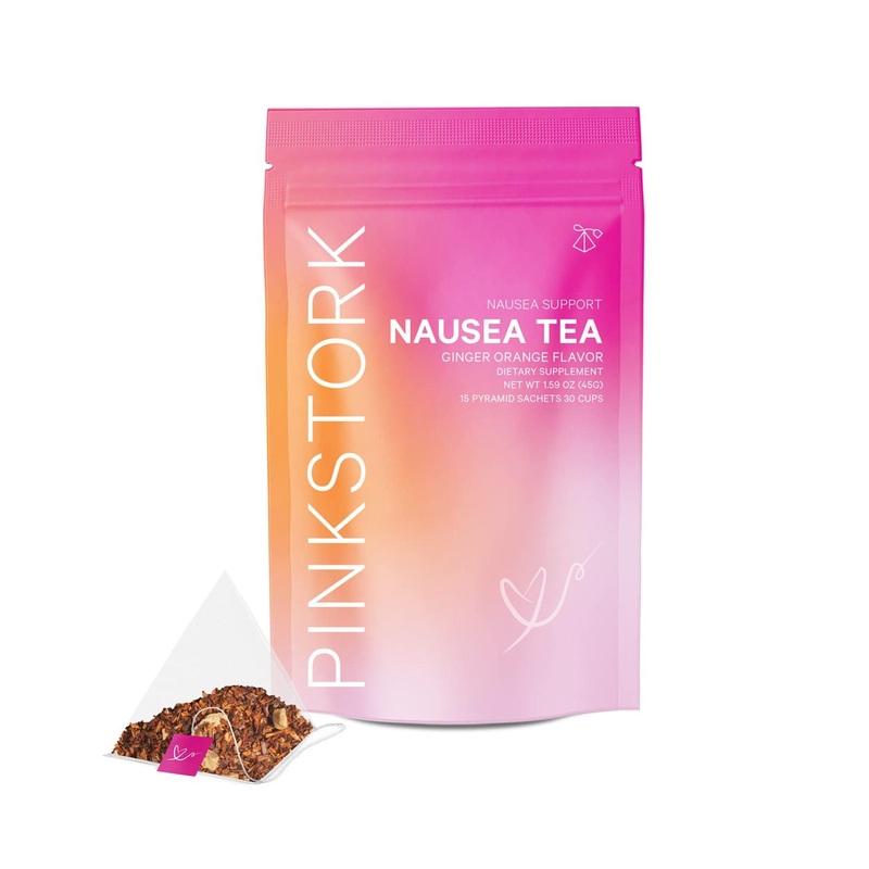 Organic Pink Stork Nausea Tea for Morning Sickness Relief – Prenatal Anti-Nausea Support for Pregnancy – Ginger Orange Blend – 30 Cups