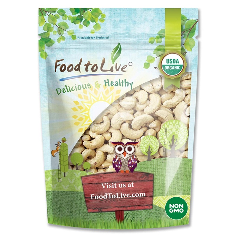 Organic Raw Cashews 2 Pounds – Non-GMO Whole Large Premium Fancy Nuts | Kosher Vegan Bulk Low Sodium | High Protein & Nutrient Rich | 2 lb Pack