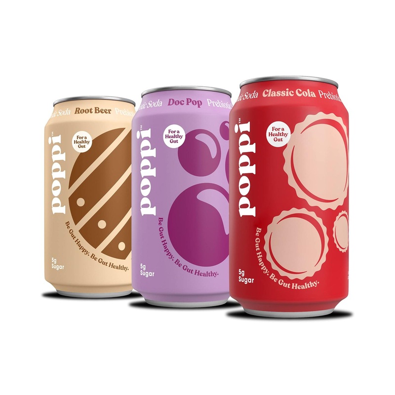 POPPI Sparkling Prebiotic Soda Classics Variety Pack – 12oz (12 Pack) | Gut Health & Immunity Benefits with Apple Cider Vinegar – Seltzer Water & Cola Flavors