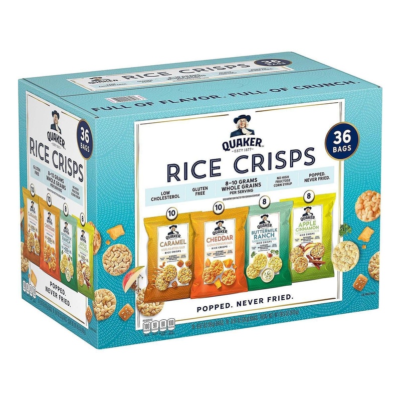 Quaker Rice Crisps Variety Pack – 36 Pack | Crunchy Snack Mix | Gluten-Free & Delicious