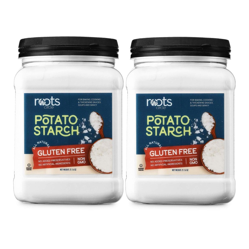 Roots Circle Gluten-Free Potato Starch | 2 Pack of 21oz Jars | Pure Potato Flour for Passover | Soups, Stews, Gravies | Kosher Certified | 1.3lb (Pack of 2)