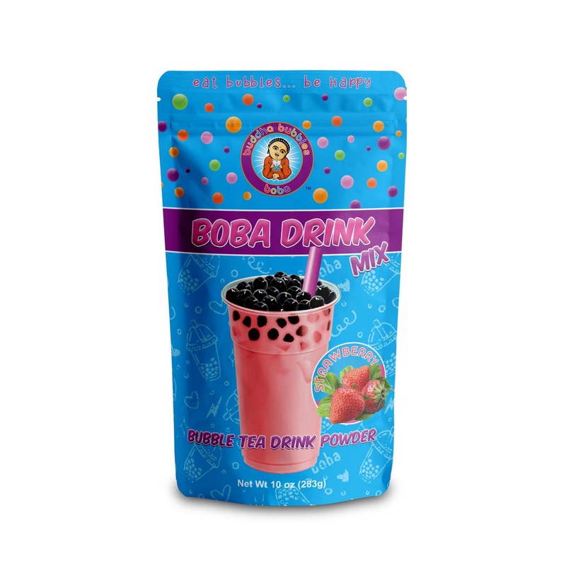 Buddha Bubbles Boba Strawberry Cream Boba Bubble Tea Drink Mix Powder 10oz (283g) – Pack of 1