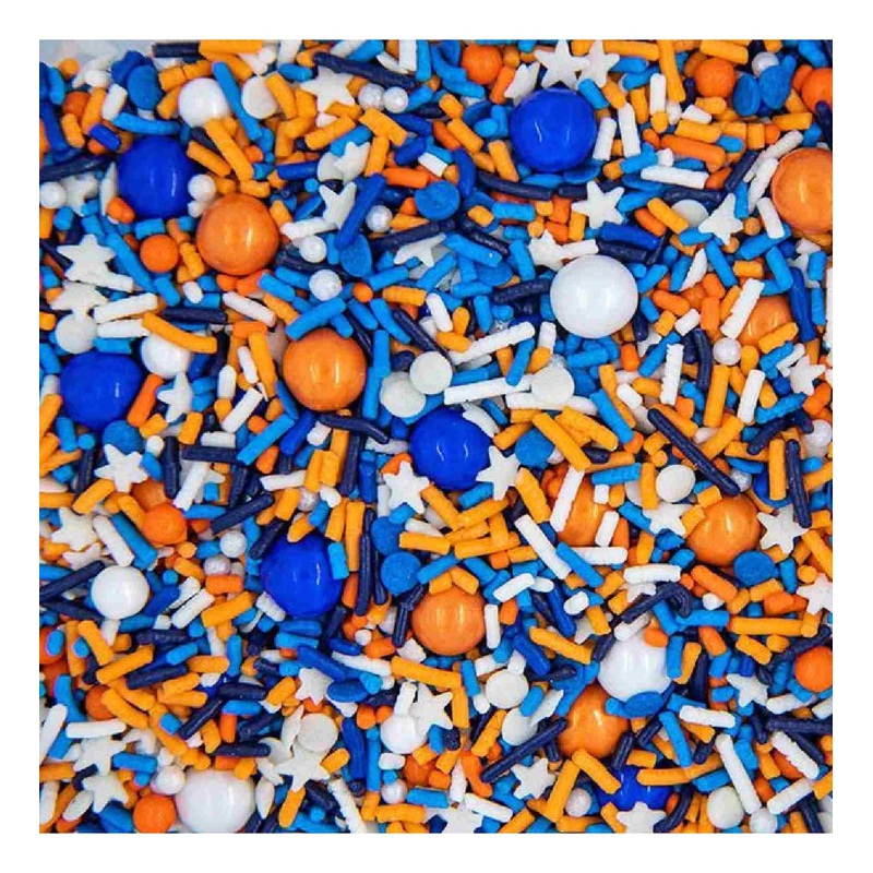 Fancy Orange and Blue Edible Sprinkles for Cake & Cupcake Decorating – Ice Cream Toppings – Foam Pit Safe