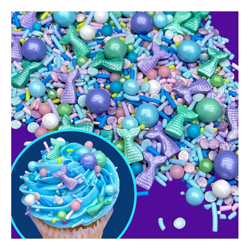 Mermaid Party Sprinkle Mix – Purple Edible Confetti Cake Sprinkles (8 oz)