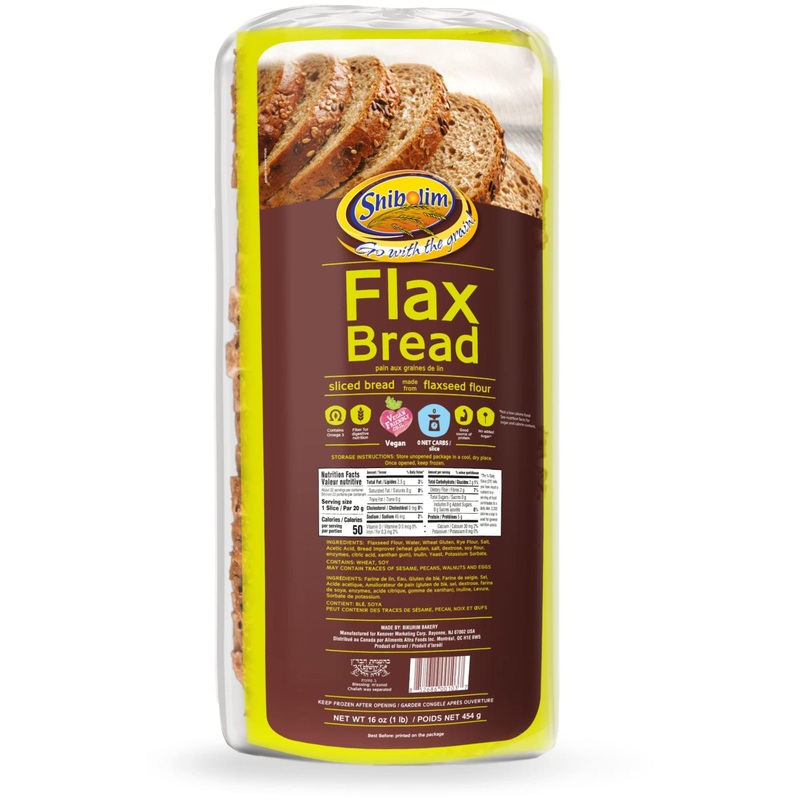 Shibolim FlaxSeed Bread 1lb – Low Carb, Zero Net Carbs, Keto Friendly, Vegan – Rich in Fiber & Protein – (Pack of 1)
