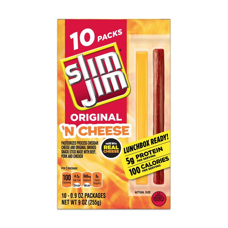 Slim Jim Original ‘N Cheese Snack Sticks – 0.9 oz (10 ct)
