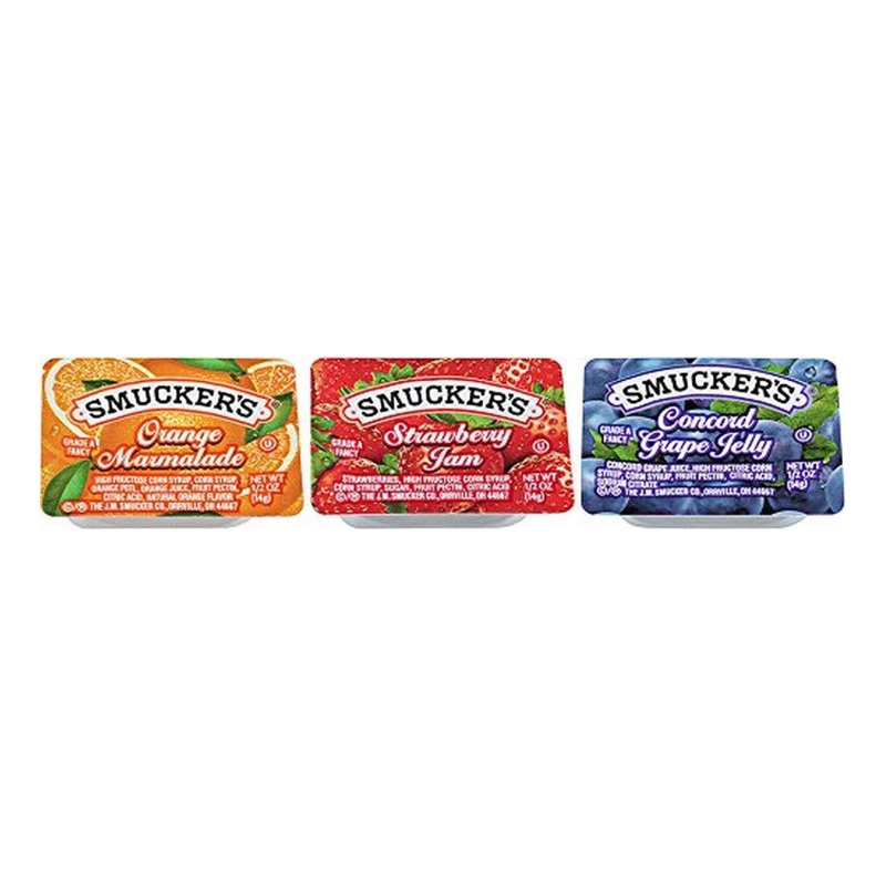 Smucker’s Grape Jelly Strawberry & Orange Marmalade 200 Ct – Delicious Fruit Spread Variety Pack