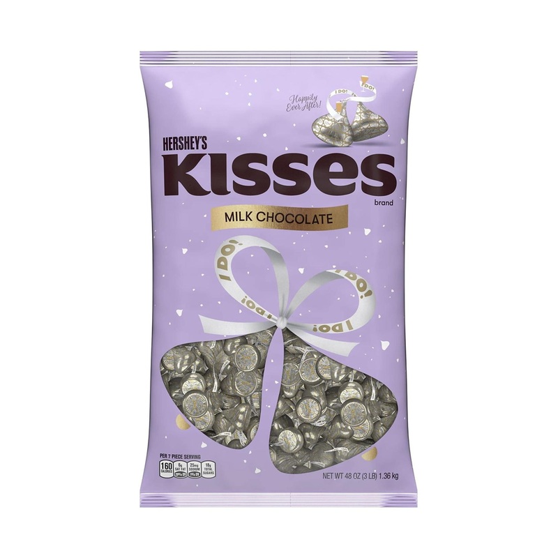 Hershey’s Kisses Milk Chocolate Wedding Candy – Individually Wrapped – Gluten Free – 48 oz Bulk Bag