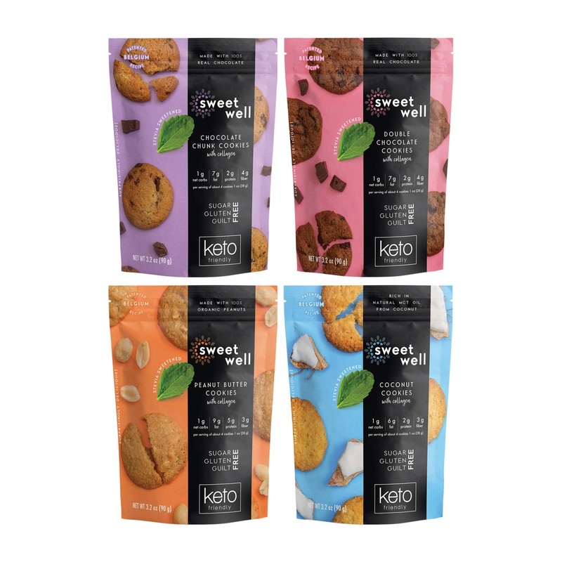Sweetwell Low-Carb Keto-Friendly Collagen Snack – Sugar Free Variety Pack (4-Pack)