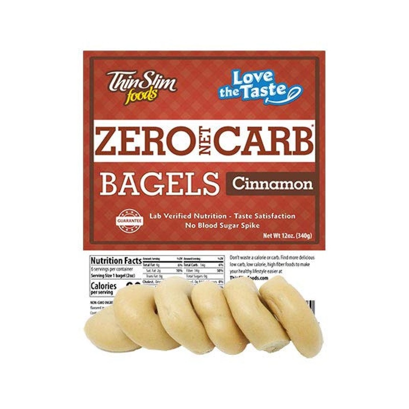 ThinSlim Foods Low Carb Cinnamon Bagels – 90 Calories, 0g Net Carbs – Delicious Taste!