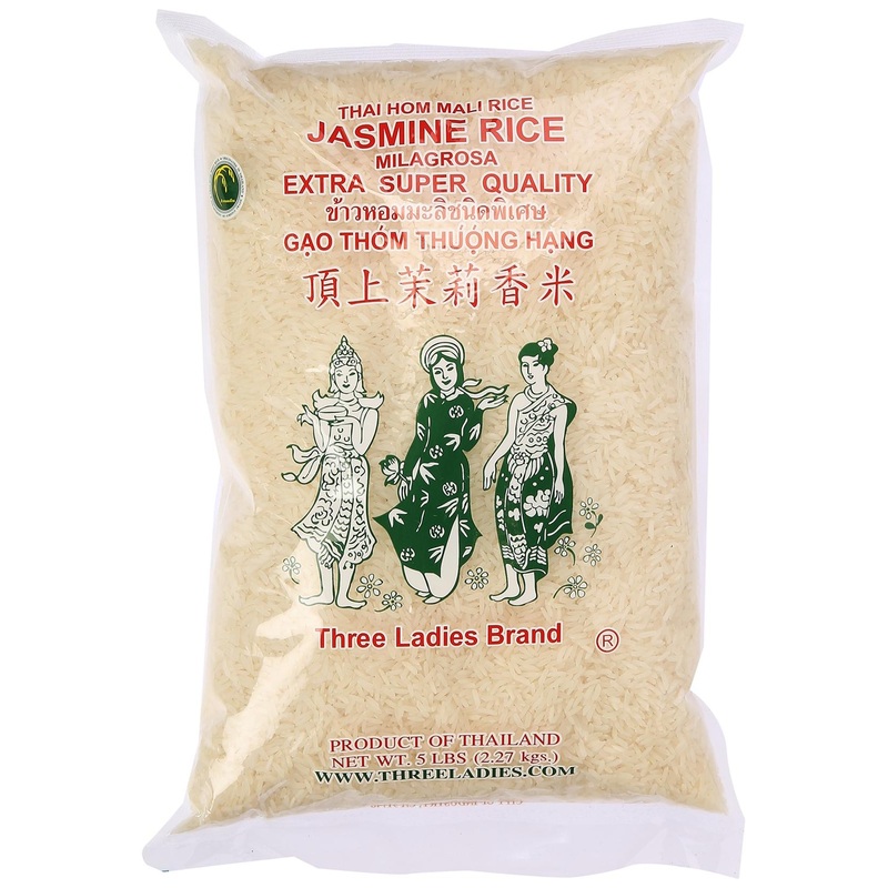 Three Ladies Jasmine Rice Long Grain 5 lbs – Premium Quality Jasmine Long Grain Rice – 5 Pound Pack