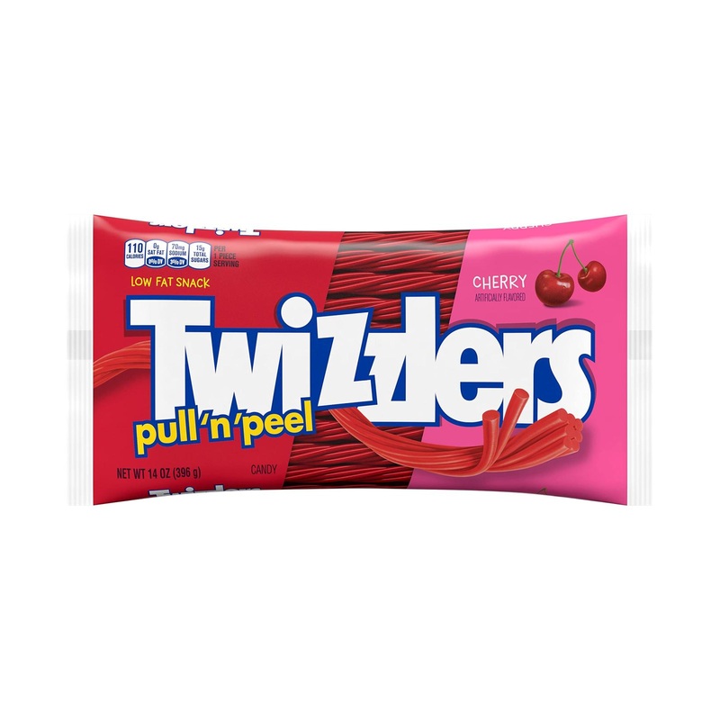 TWIZZLERS PULL N PEEL Cherry Flavor 14 oz Laydown Bag – Delicious Candy Snack