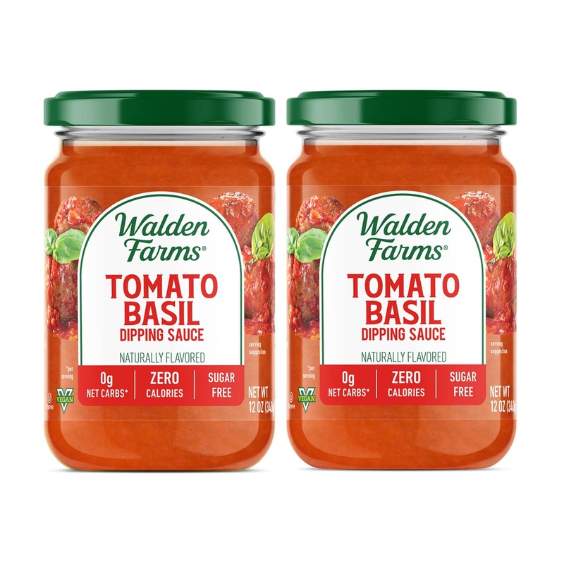 Walden Farms Tomato Basil Marinara Sauce 2 Pack – Fresh Herbs & Spices for Bread, Cheese Sticks, Pasta & Chicken Parmigiana – Sweet Flavor, Smooth Texture – 12 oz Jars