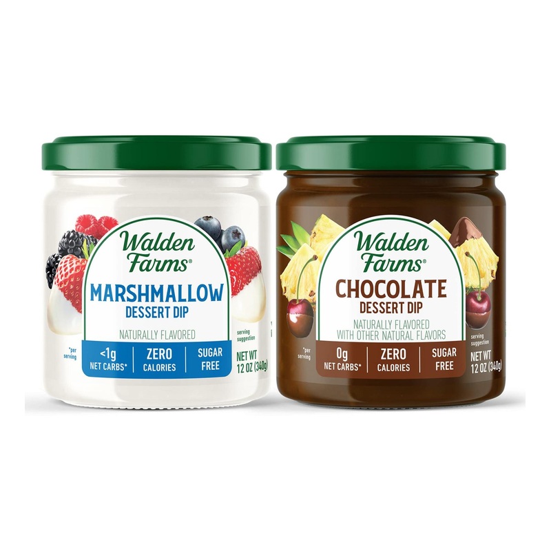 Walden Farms Variety Dipping Set – Sugar & Calorie Free, Non-Dairy, Keto & Vegan Friendly – Chocolate & Marshmallow Dip – 12oz Jars (2 Pack)