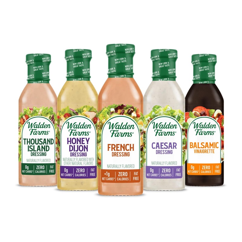 Walden Farms Variety Pack Dressings 12 oz – Sugar Free, 0g Net Carbs – Fresh & Delicious Salad Toppings – Condiment Set incl. Thousand Island, Honey Dijon, French, Caesar and Balsamic Vinaigrette