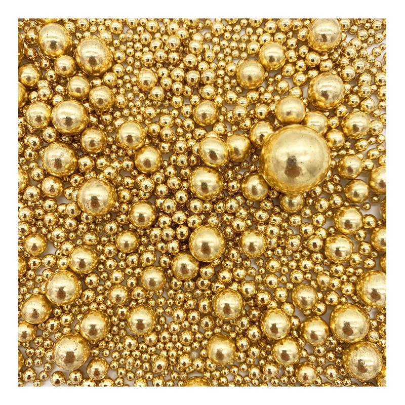 Edible Bright Gold Pearl Sugar Sprinkles – Baking & Cake Decorations 120g