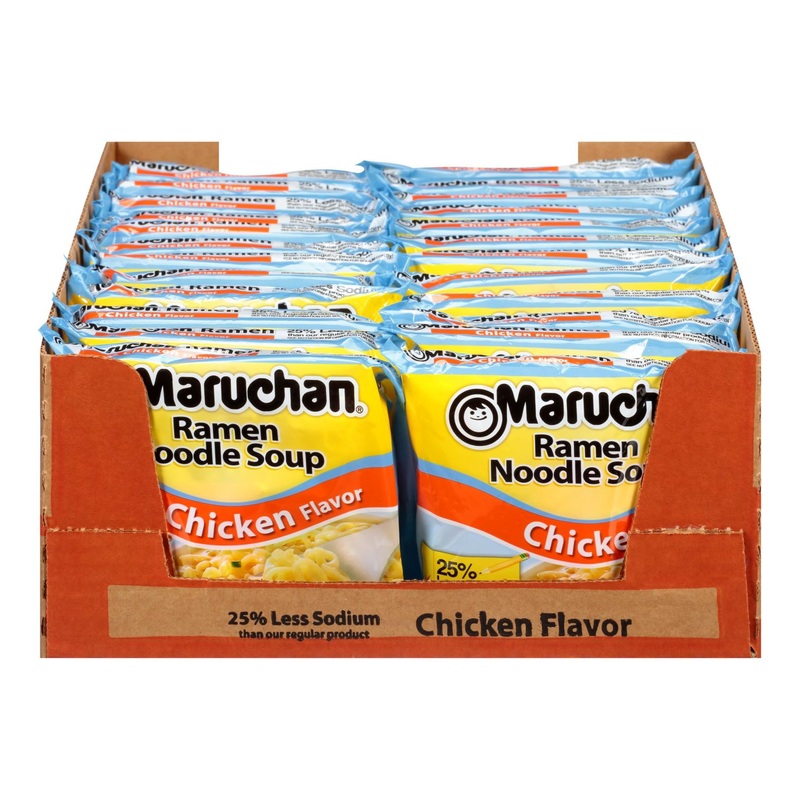Maruchan Ramen Less Sodium Chicken  3.0 Oz  Pack of 24