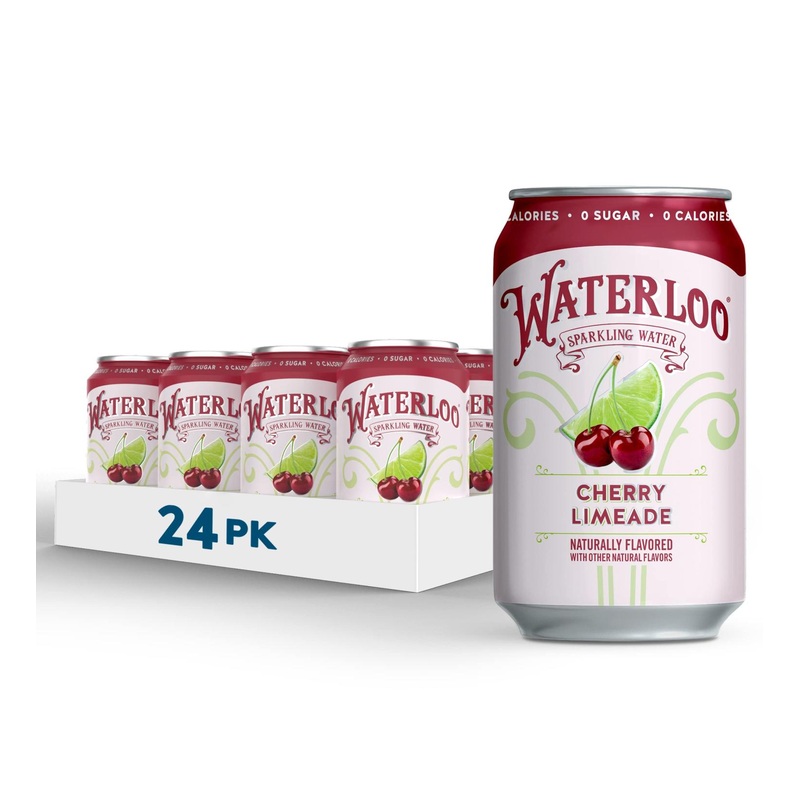 Waterloo Sparkling Water Cherry Limeade 12 Fl Oz (Pack of 24) – Zero Calories, Sugar, Artificial Sweeteners & Sodium – Single Flavor Pack Tray