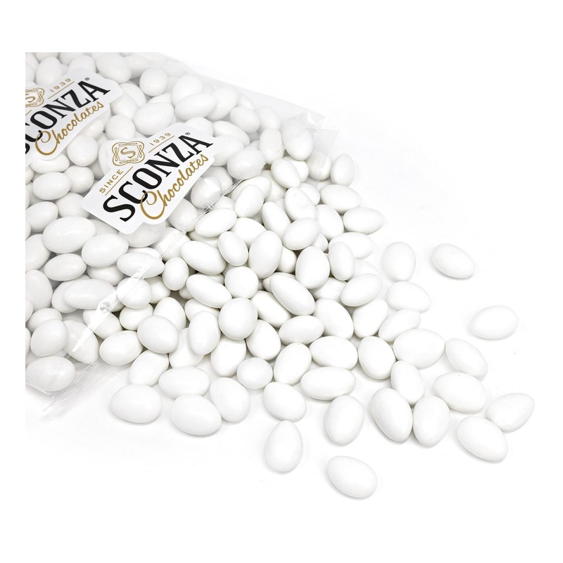 White Jordan Almonds Candy Bulk – 5LB by Sconza – Wedding Favors – Sweet Candy Coated Almonds
