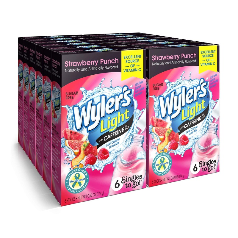 Wyler’s Light Singles to Go Caffeinated Drink Mix – Strawberry Punch Powder Sticks (12 Boxes with 6 Packets Each – 72 Total Servings) Strawberry Punch 6 Count (Pack of 12)