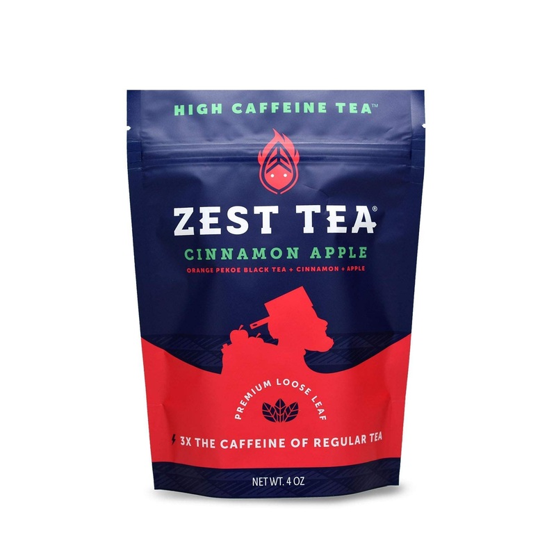 Zest 150mg High Caffeine Energy Loose Leaf Tea – Cinnamon Apple Black Tea – 4 Oz – Keto Friendly Healthy Coffee Alternative – Highly Caffeinated Substitute – All Natural and Strong Flavored