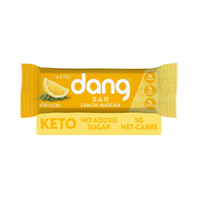 Dang Keto Bar | Lemon Matcha | 12 Pack | Keto Certified Vegan Snack | Low Carb, Low Sugar, Gluten Free, Non GMO | 5g Net Carbs, 9g Protein | Plant Based Energy Bar | Pack of 12