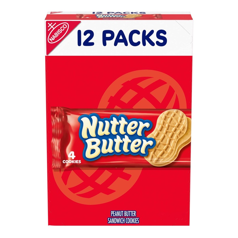 Nutter Butter Peanut Butter Sandwich Cookies – 12 Snack Packs (4 Cookies Per Pack)