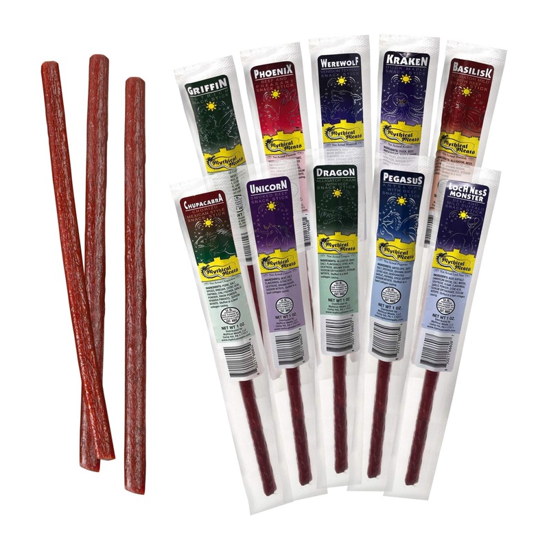 Exotic Flavor Sampler Pack – Mythical Meats: 10 Game & Beef Snack Sticks – High Protein, Dried & Seasoned – Shop Now!