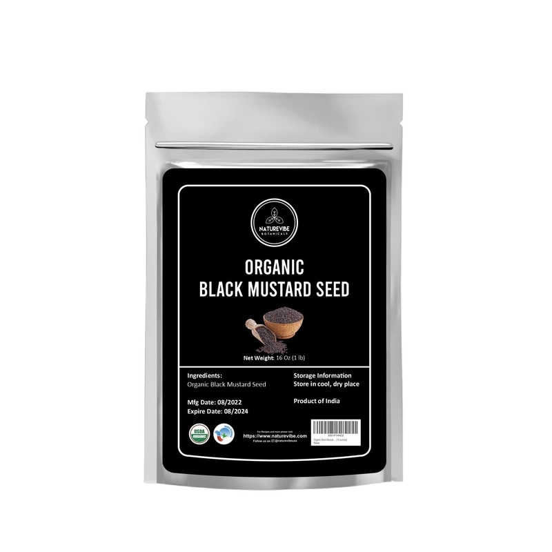 Naturevibe Botanicals Organic Black Mustard Seeds – 1lb (16oz) | Gluten-Free & Non-GMO
