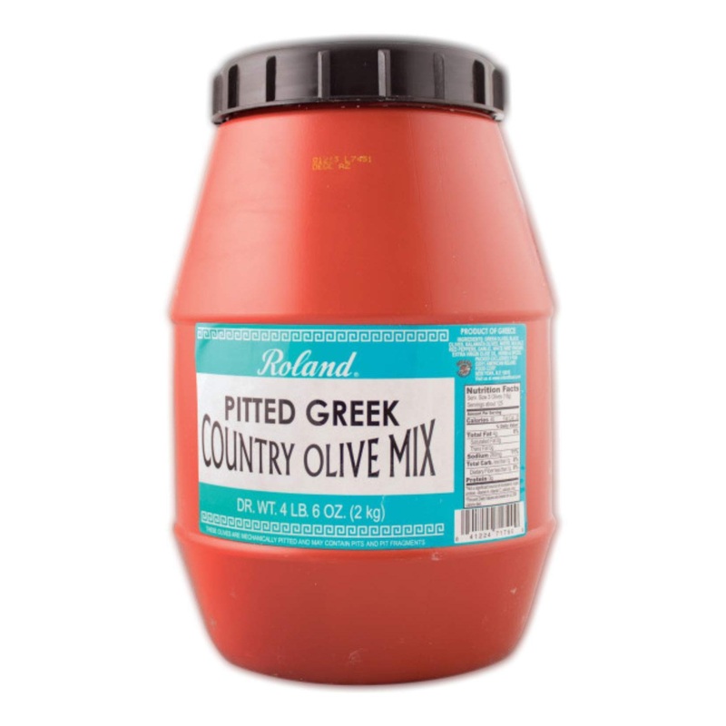 Roland Foods Pitted Greek Country Olive Mix – Specialty Imported Food in 4 Lb 6 Oz Jar