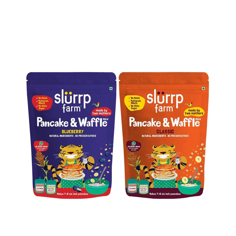 Slurrp Farm Millet Pancake Mix Combo Blueberry & Classic | No White Flour  Wheat & Refined White Sugar | Supergrain Millets Rich in Nutrients | 10.5Oz (Pack of 2) Blueberry 10.5 Ounces