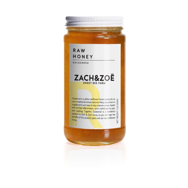 Zach & Zoe Sweet Bee Farm Raw Goldenrod Honey (16 oz) – Pure, Unfiltered & Farm Raised | Rich in Anti-oxidants, Amino Acids, Enzymes & Vitamins