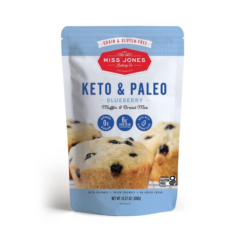 Miss Jones Baking Keto Blueberry Muffin Mix – Gluten Free, Low Carb, No Sugar Added – 10.57 oz – Diabetic, Atkins, WW, and Paleo Friendly