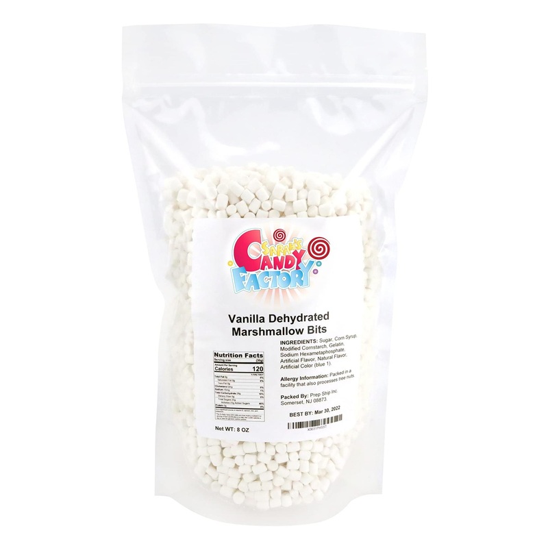 Sarah’s Candy Factory Vanilla Dehydrated Marshmallow Bits 8 oz – Resealable Bag – Pack of 1